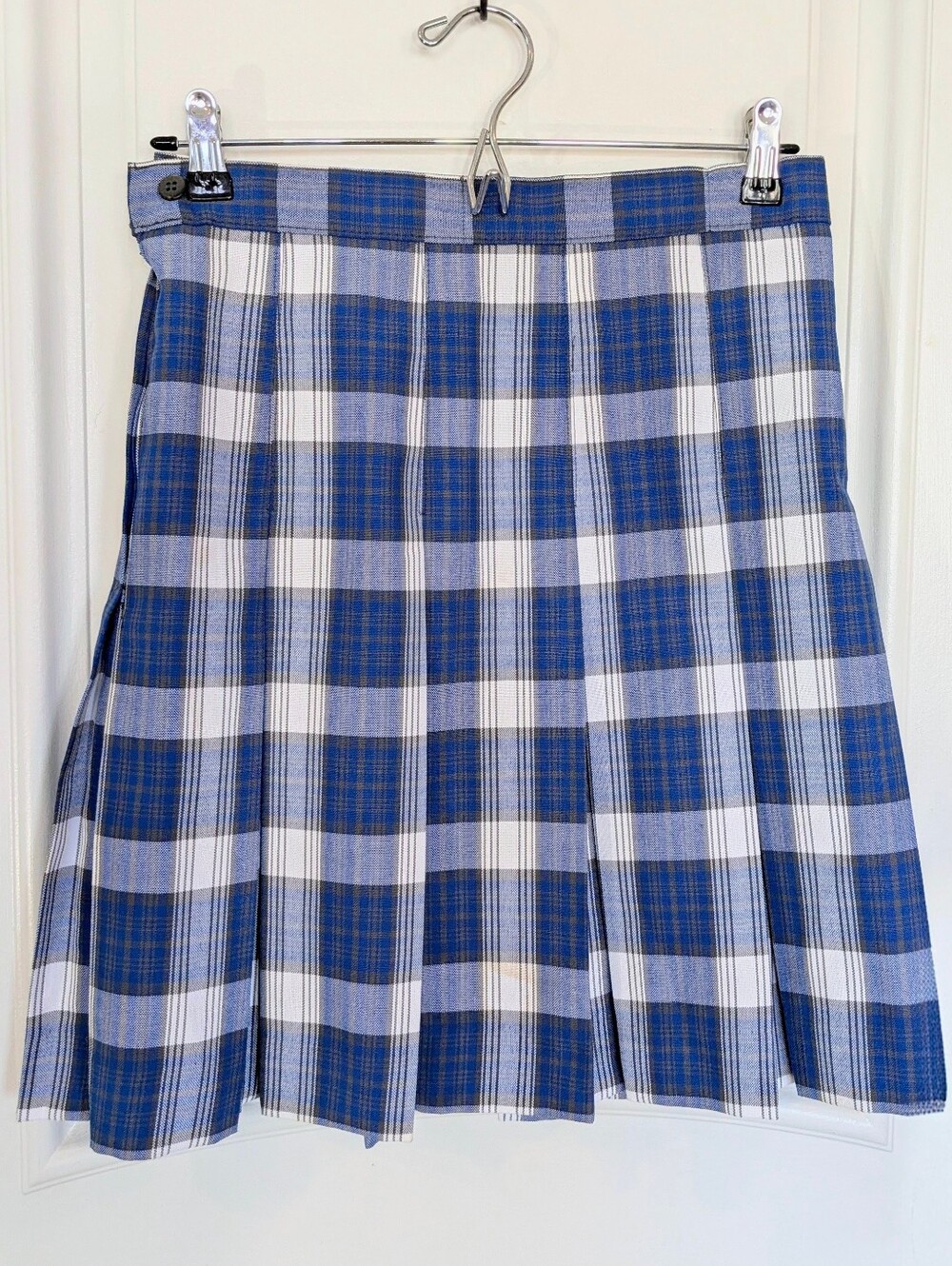 Uniform Wear School Girls Blue Plaid Pleated Skirt S